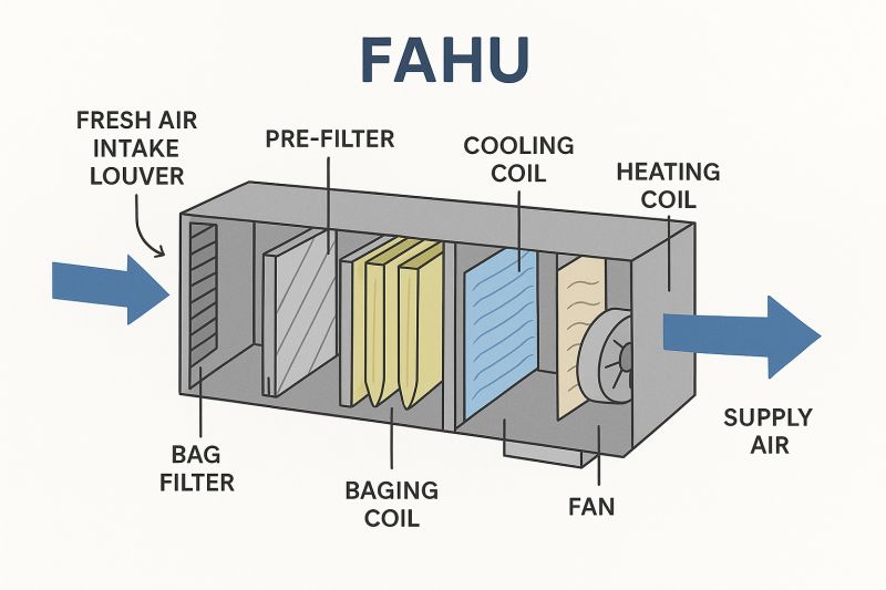 هواساز هایژنیک AHU چیست و چه تفاوتی با هواساز معمولی دارد-دستگاه هواساز ایستکول-دستگاه هواساز استخر ماهی